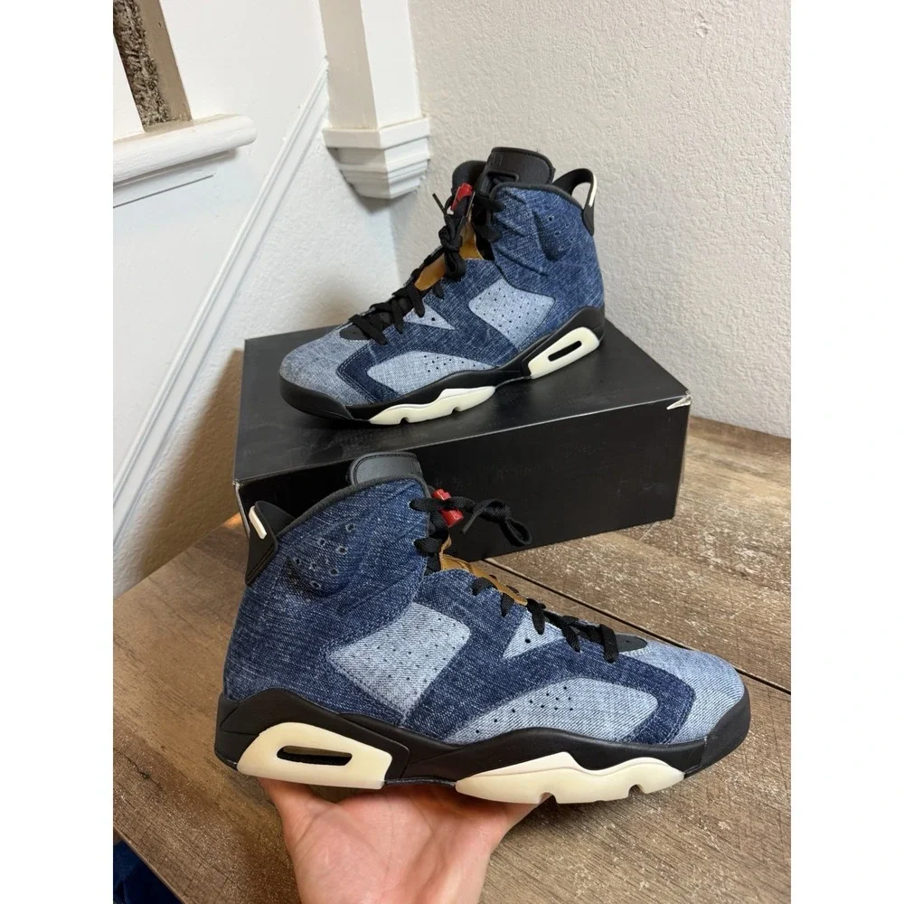 Air Jordan 6 Retro Washed Denim Blue Mens 12 Basketball Sneakers CT5350-401